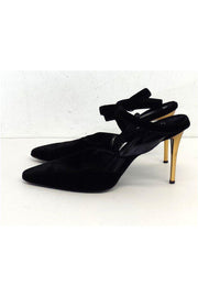 Current Boutique-Donna Karan - Black & Gold Velvet Pointed Toe Heels Sz 7