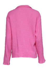Current Boutique-Donni - Pink Cotton Waffle Knit Quarter-Zip Pullover Sz L