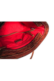 Current Boutique-Dooney & Bourke - Brown Ostrich Leather Shoulder Zipper Tote