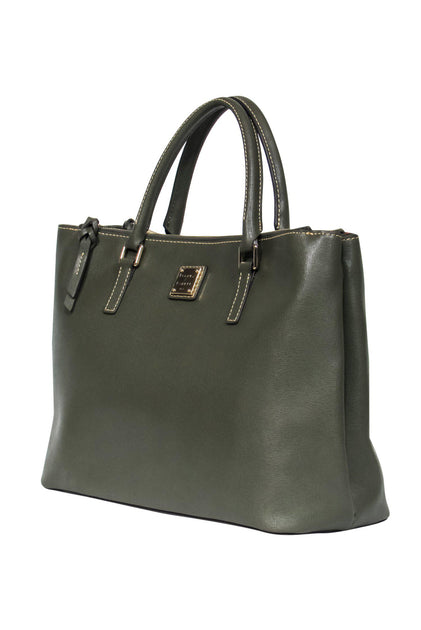 Dooney Bourke Olive Green Leather Multicompartment Tote