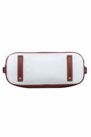 Current Boutique-Dooney & Bourke - White Leather Bowler Bag w/ Tan Trim