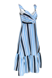 Current Boutique-Draper James - White, Blue & Navy Stripe Ruffle Shoulder Dress Sz 4