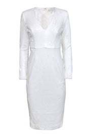 Current Boutique-Dress the Population - White Sequin Long Sleeve "Lily" Midi Dress Sz S