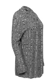 Current Boutique-Eileen Fisher - Black & Grey Blend Open Knit Cardigan Sz S