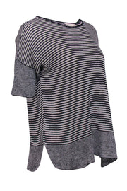 Current Boutique-Eileen Fisher - Black & White Striped Short Sleeve Line Sweater Sz S