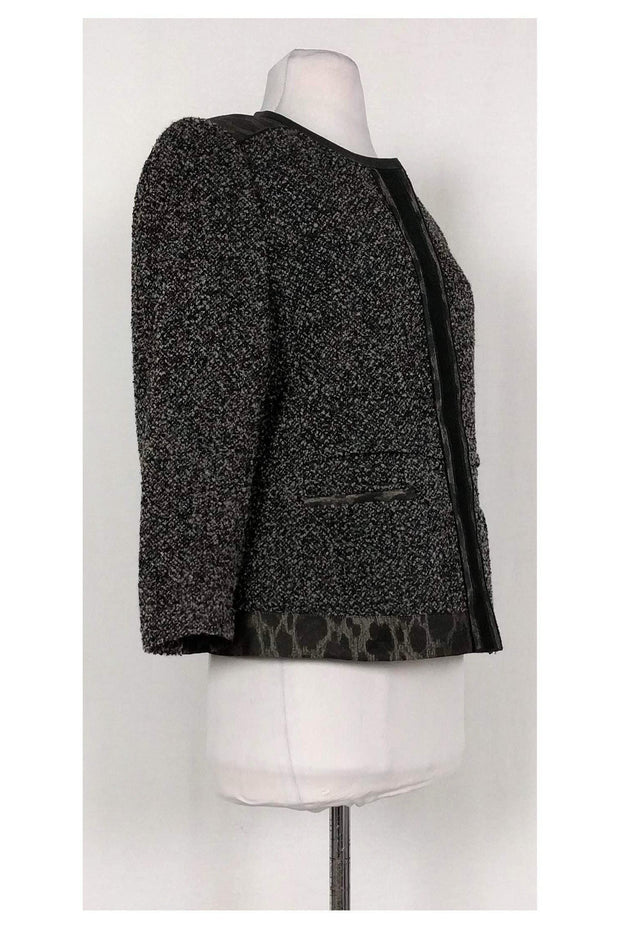 Current Boutique-Elie Tahari - Black & Grey Tweed Leopard Blazer Sz 8