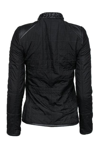 Leather jacket with quilted trims Black / Gray