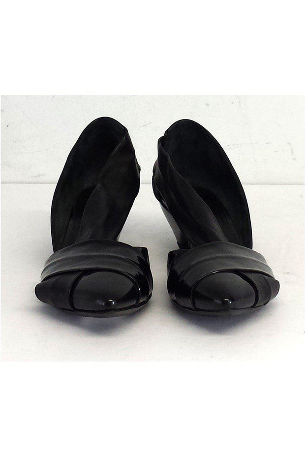 Current Boutique-Elisanero - Black Leather Pointed Toe Low Heels Sz 6.5
