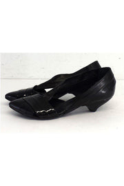 Current Boutique-Elisanero - Black Leather Pointed Toe Low Heels Sz 6.5