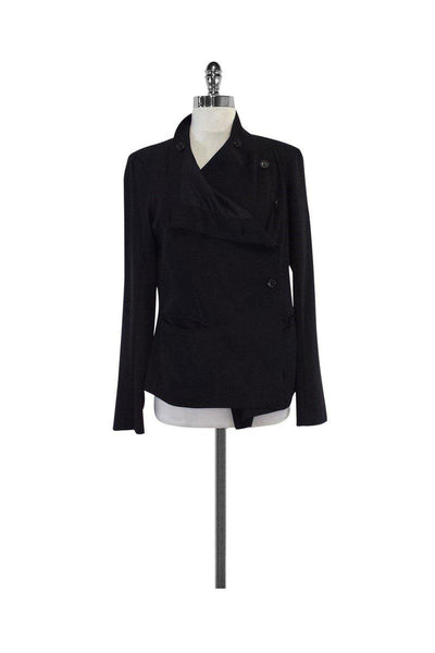 Current Boutique-Elizabeth & James - Black Draped Jacket Sz 4