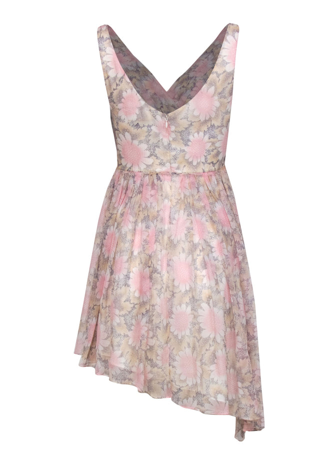 Current Boutique-Elizabeth & James - Powder Pink & Cream Daisy Printed Silk A-Line Dress Sz 2
