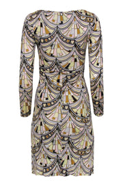 Current Boutique-Emilio Pucci - Pastel Printed Silk V-Neck Sheath Dress Sz 4
