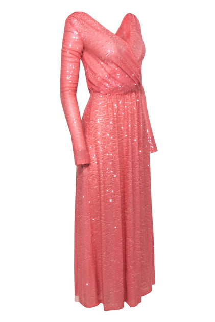 EMILIO PUCCI Pink Silk Jewel Paillette Sequin Embellished Open