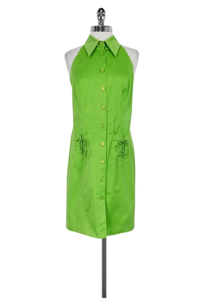 Current Boutique-Escada - Bright Green Halter Dress Sz 8