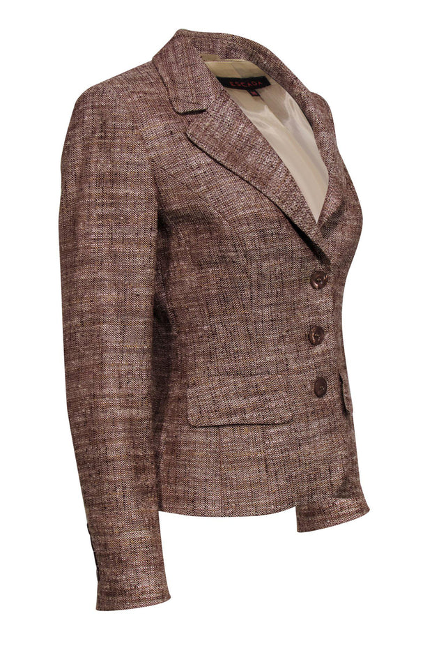 Current Boutique-Escada - Brown & Mauve Tweed Blazer Sz 6