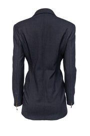 Current Boutique-Escada - Dark Grey Wool Blend Long Jacket Sz 10
