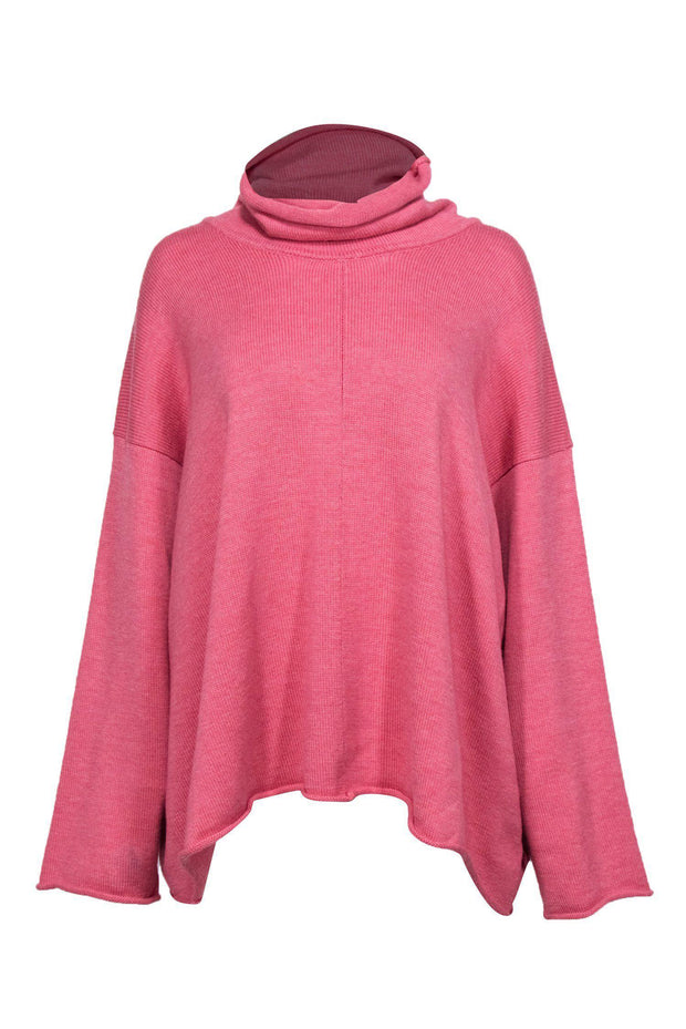 Current Boutique-Eskandar - Pink Oversized Wool Turtleneck Sweater w/ Bell Sleeves Sz L