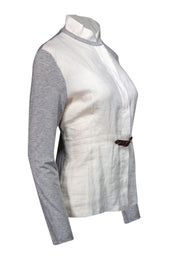 Current Boutique-Fabiana Filippi - White Linen Button-Up w/ Leather Detail Sz S