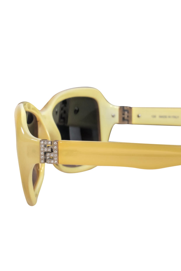 Current Boutique-Fendi - Yellow Square Framed Sunglasses w/ Case