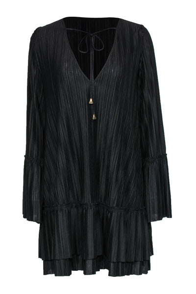 Current Boutique-Free People - Black Pleated Bell Sleeve Shift Dress Sz M