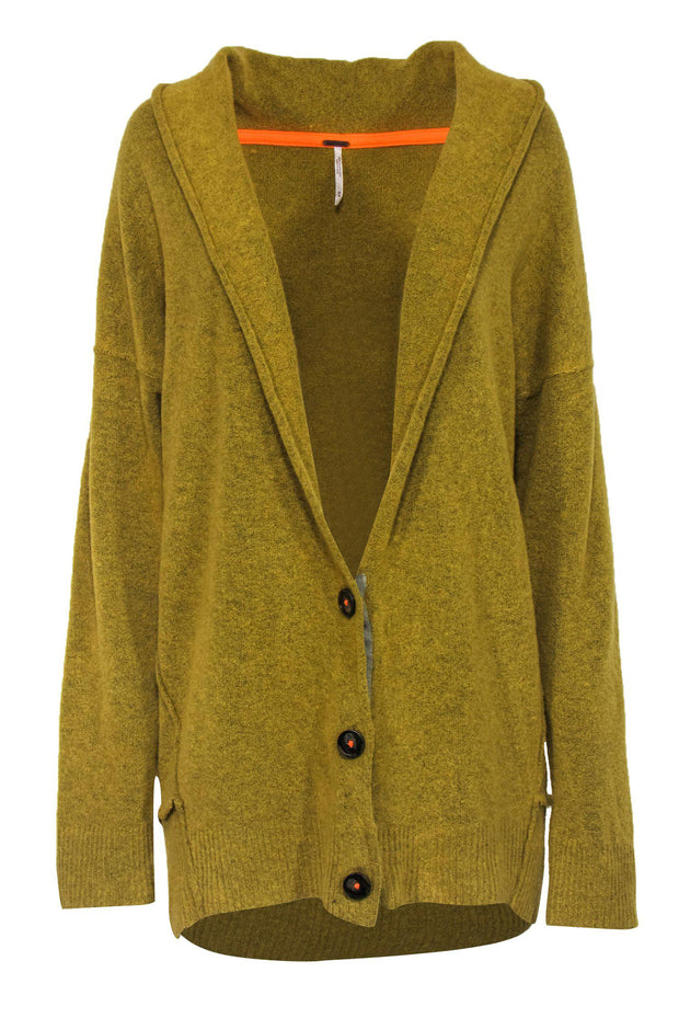 Current Boutique-Free People - Chartreuse Longline Button-Up Cardigan Sz M