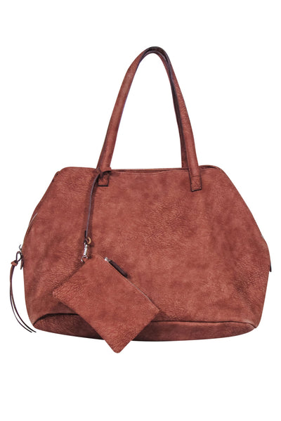 Current Boutique-Free People - Rusty Brown Faux Suede Large Tote Bag w/ Pouch
