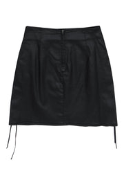 Current Boutique-French Connection - Black Coated Denim Miniskirt w/ Lace-Up Sides Sz 4