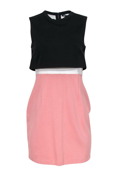 Current Boutique-French Connection - Black, White & Pink Layered Sheath Dress Sz 10