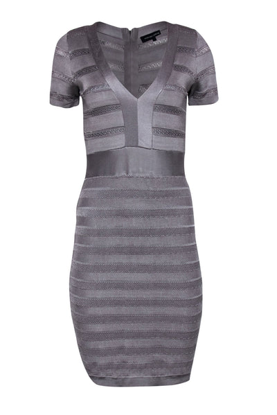 Current Boutique-French Connection - Gray Striped Bandage Dress w/ Cutout Texture Sz 8