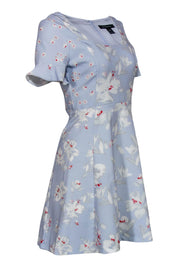 Current Boutique-French Connection - Light Blue Floral Print Short Sleeve Sheath Dress Sz 4