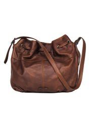 Current Boutique-Frye - Brown Leather Drawstring Crossbody Bag w/ Studs