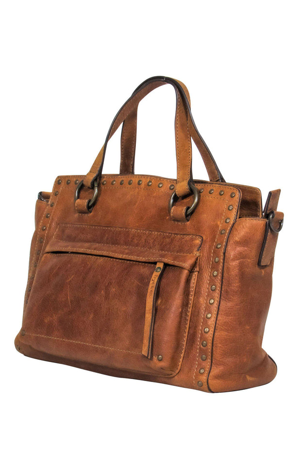 Current Boutique-Frye - Brown Leather Handbag w/ Studded Trim