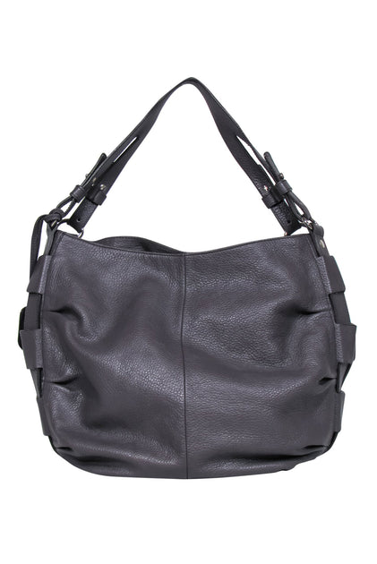 Furla - Dark Gray Woven Trim Large Shoulder Bag – Current Boutique