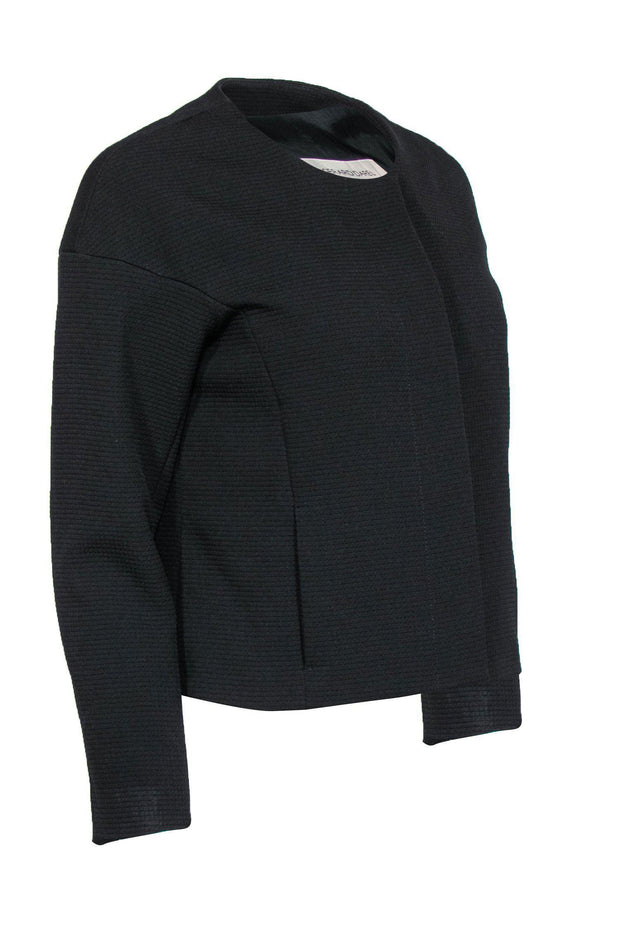 Current Boutique-Gerard Darel - Black Quilted Textured Snap-Up Blazer Sz 6