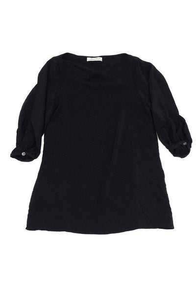 Current Boutique-Geren Ford - Black Bishop Sleeve Silk Blouse Sz XS