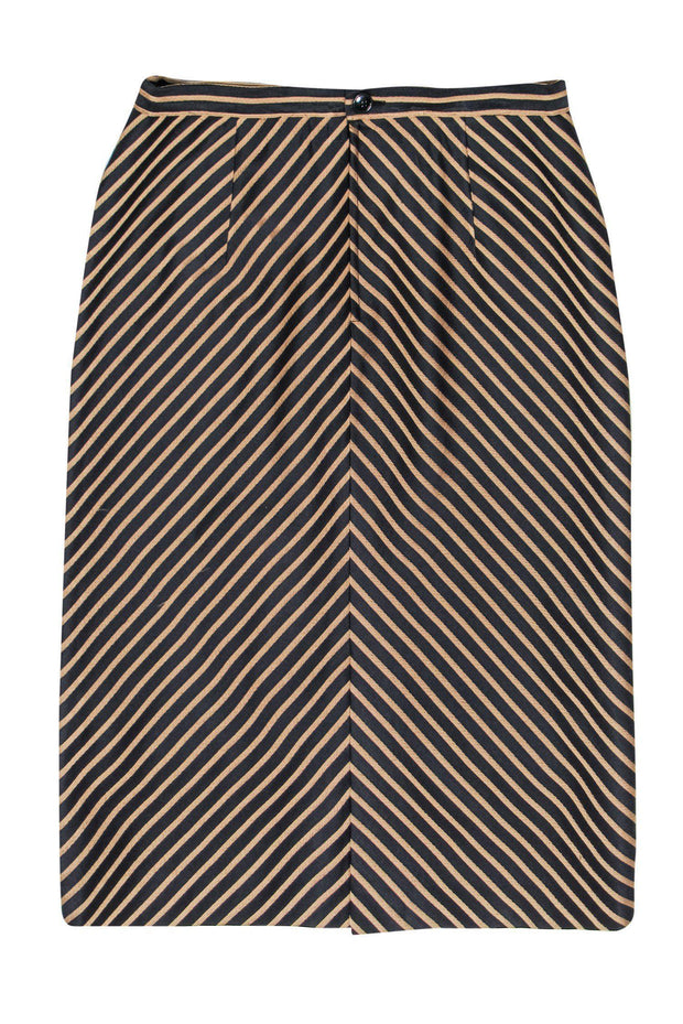 Current Boutique-Gianfranco Ferre - Vintage Black & Gold Striped Pencil Skirt Sz 10