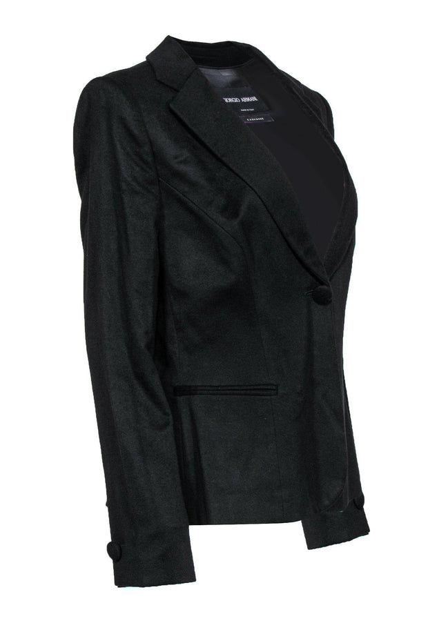 Current Boutique-Giorgio Armani - Black Cashmere Single Button Blazer Sz 14