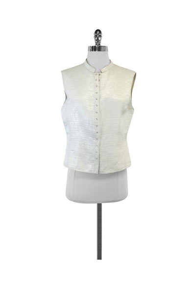 Current Boutique-Giorgio Armani - Off-White Button-Up Vest Sz 10