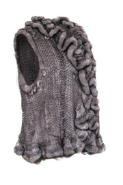 Current Boutique-Grey Rabbit Fur Vest Sz S/M