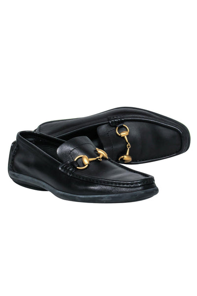 Current Boutique-Gucci - Black Leather Almond Toe Loafers w/ Horsebit Sz 5.5