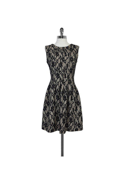 Current Boutique-HD in Paris - Black Nude Lace Flared Dress Sz S