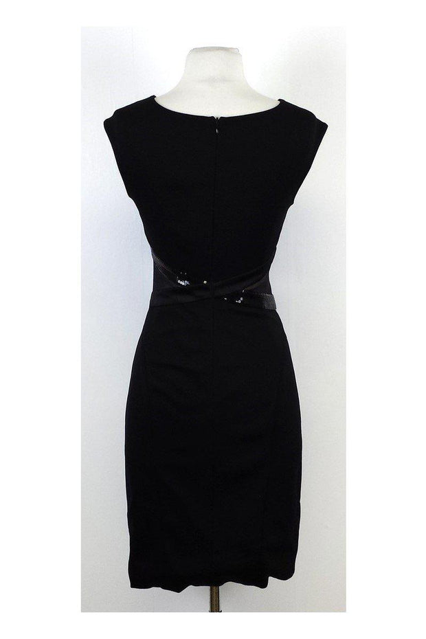 Current Boutique-Halston Heritage - Black Sequin Waist Sheath Dress Sz XS