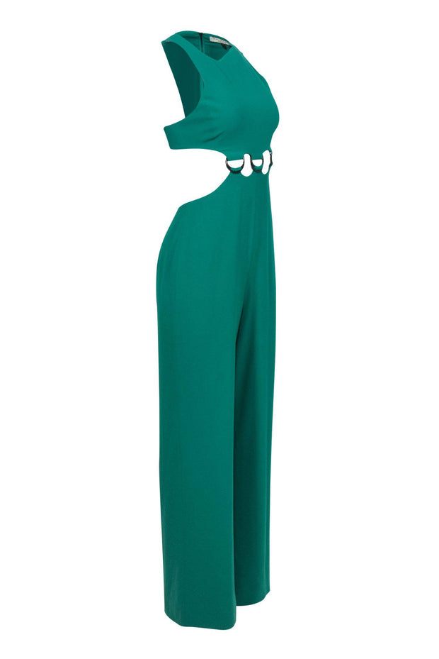 Current Boutique-Halston Heritage - Green Sleeveless Wide Leg Jumpsuit w/ Ring Cutouts Sz 2