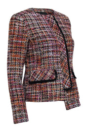 Current Boutique-Helene London - Multicolor Tweed Zip-Up "Judy" Blazer w/ Frayed Trim Sz M