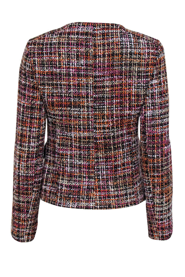 Current Boutique-Helene London - Multicolor Tweed Zip-Up "Judy" Blazer w/ Frayed Trim Sz M