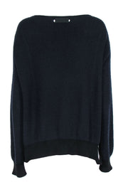 Current Boutique-Helmut Lang - Black Knit Pullover Sweater w/ Side Slit Sz S