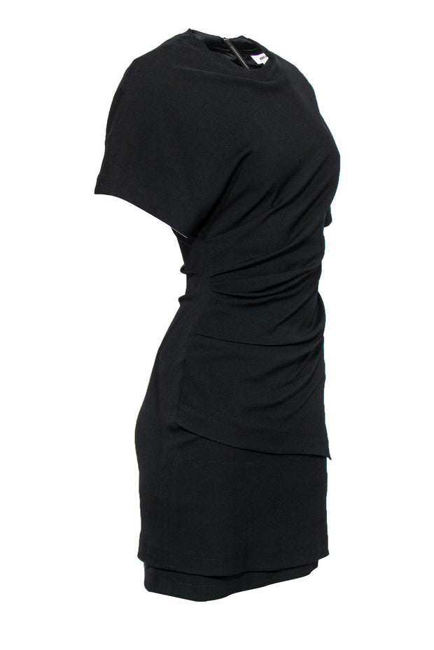 Current Boutique-Helmut Lang - Black Ruched Side Fitted T-Shirt Dress Sz 0