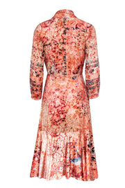 Current Boutique-Hemant & Nandita - Semi-Sheer Floral Velvet Wrap Dress w/ Ruffled Hem Sz 2