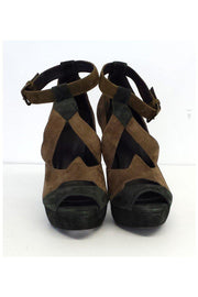 Current Boutique-Hoss Intropia - Taupe & Olive Suede Cutout Heels Sz 8