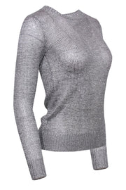 Current Boutique-IRO - Silver Metallic Open Knit Sweater Sz XXS